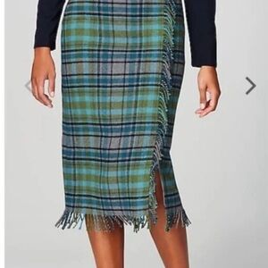 J. Jill Blue and Green Asymmetrical Pencil Midi Skirt